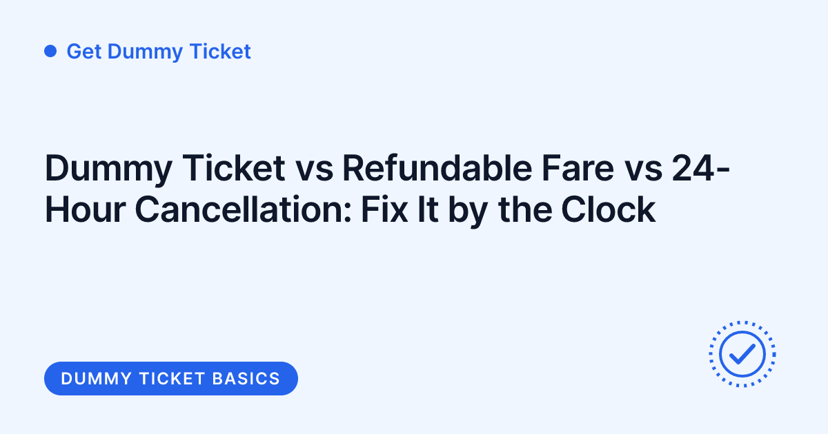 Get Dummy Ticket - dummy ticket vs refundable fare vs 24-hour cancellation